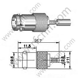 BNC Connectors Female Crimp Straigth For RG174 Cable