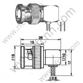 BNC Connector Male Crimp Right Angle For RG174 Cable