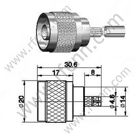 N Connector Male Crimp Straight For LMR200 Coaxial Cable
